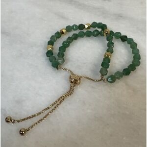 LA CN Gold tone Green and Gold Stone Bracelet